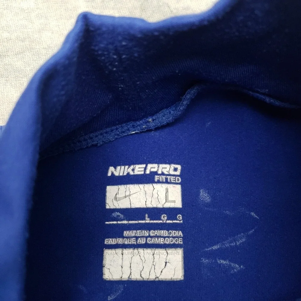 Nike Pro Shirt Mens Large Blue Pullover Dri-Fit Long Sleeve Compression Gym